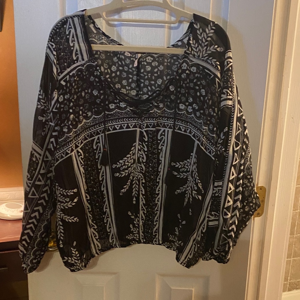 Freepeople Black and White Patterned Women's Top